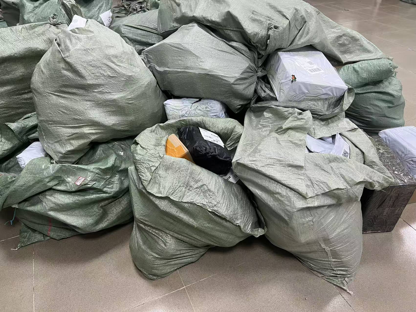 Goods sorted and prepared for warehouse consolidation in China