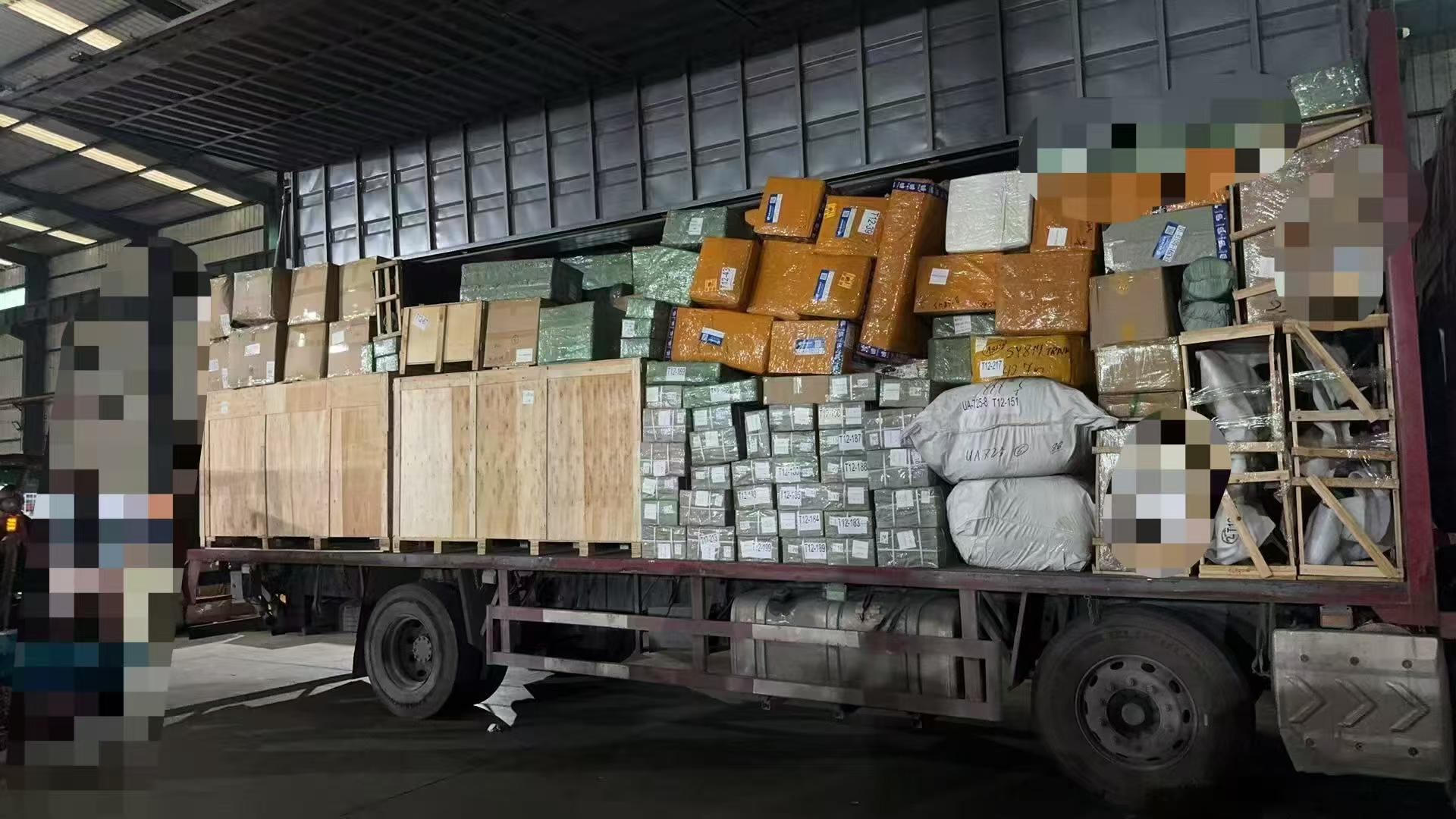 Incoming supplier packages inside a China warehouse